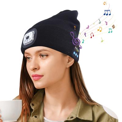 Шапка-бини с Bluetooth 5.2, с регулировкой яркости, hands-free, теплая, беспроводная стереогарнитура, музыкальный плеер, подарки на Рождество
