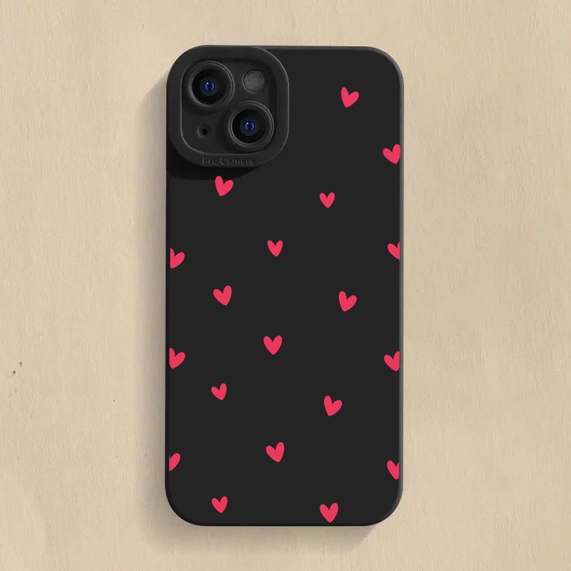 Black Love Heart Phone Case For Mi 14 13 12T 13T 11T Pro 11 Lite 5G NE Poco F6 F5 X5 X3 Pro Candy Silicone Soft Cover