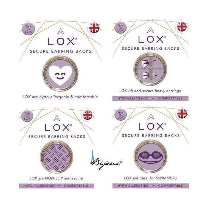 Stones and Minerals. Secure Clasp Hypoallergenic LOX Earrings, Aloxia. Color Rose Gold. 2 Pairs.