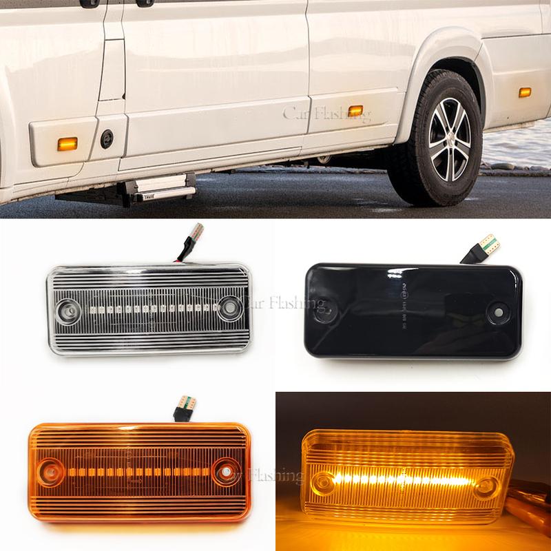 Car Flashing 2Pcs Dynamic Flowing LED Side Marker Light For Iveco Fiat Ducato Citroen Relay Peugeot Boxer Renault VOLVO MAN
