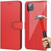 Protective Case - PROSHOP - for Samsung A22 4G - Red - Leather Effect - Anti-Scratch - 2 Tempered Glasses