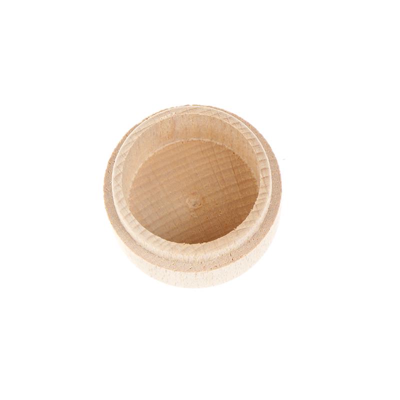 Round Wooden Wedding Ring Jewelry Trinket Box Wood Storage Container Case
