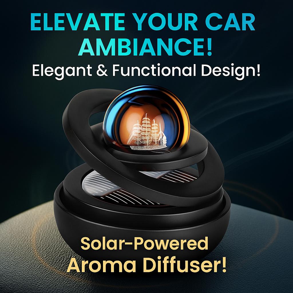 Автомобильный освежитель воздуха на солнечной энергии, двойные кольца, вращающаяся подвеска, вращающийся диффузор для ароматерапии, приборная панель, парфюмерный ароматизатор, авто орнамент