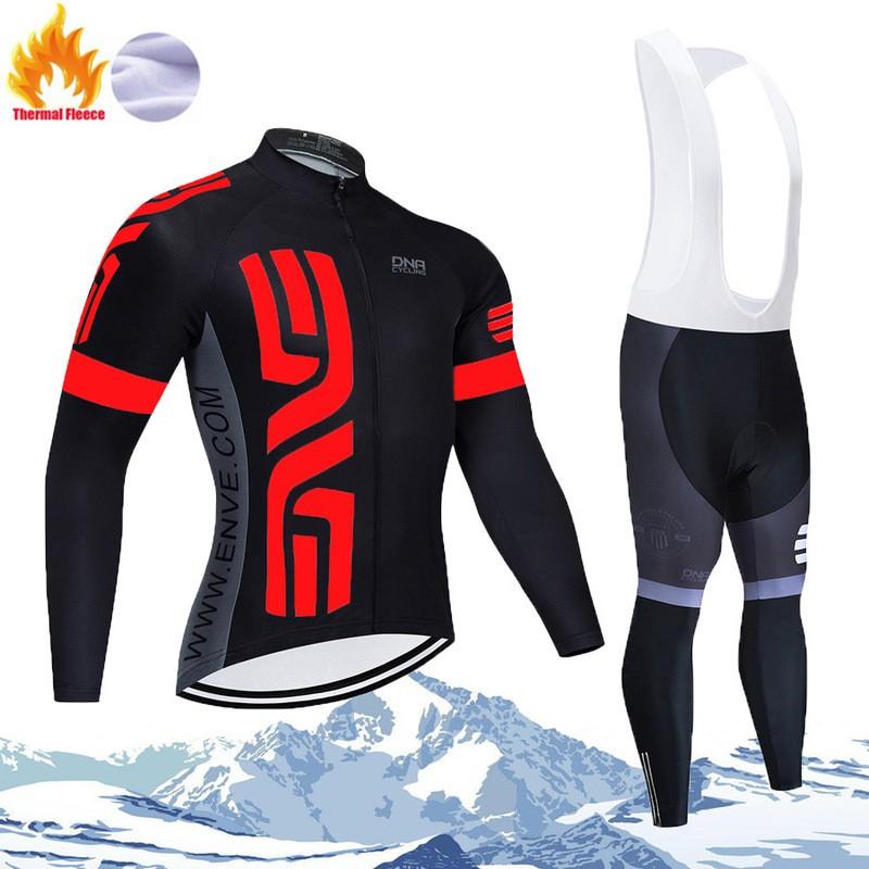 Winter Cycling Thermal Fleece Long Sleeve Set Men Women - Warm Breathable Bike Apparel