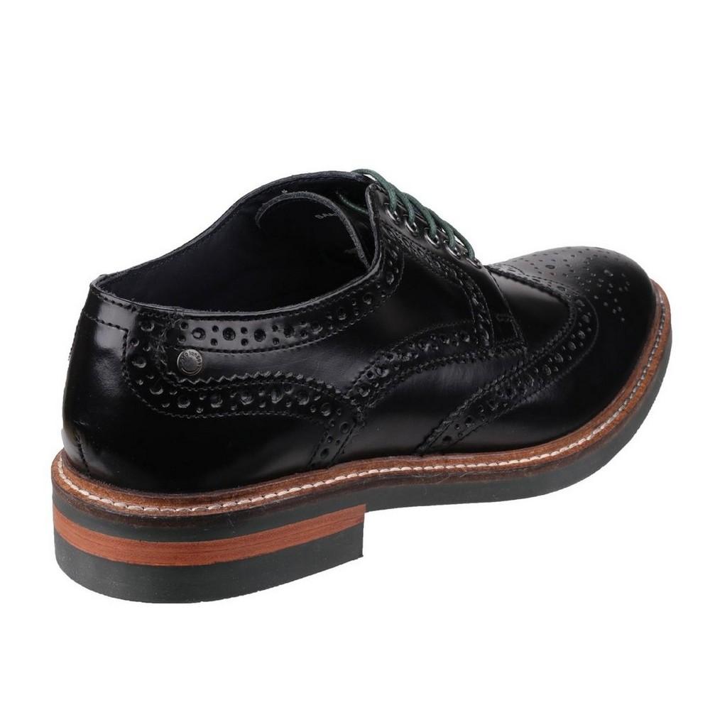 BASE LONDON Mens Woburn Hi Shine Leather Brogue Shoe
