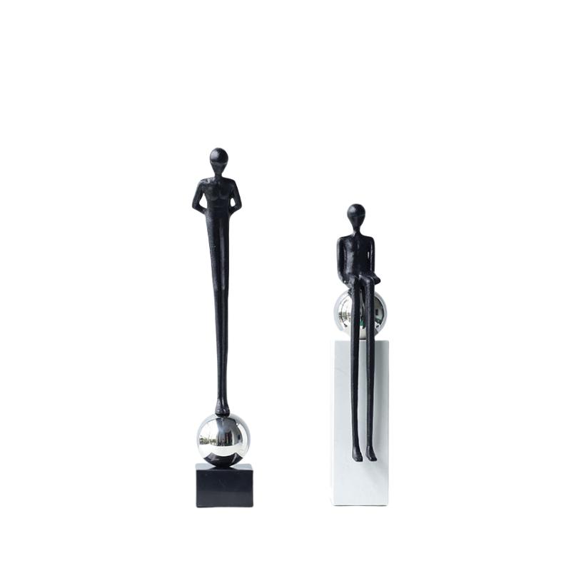 Металлические ornaments с персонажами Абстрактный Мыслитель Сидящий Человек-Шар Геометрический Портрет Скульптура Металлическая Фигурка Домашний Декор