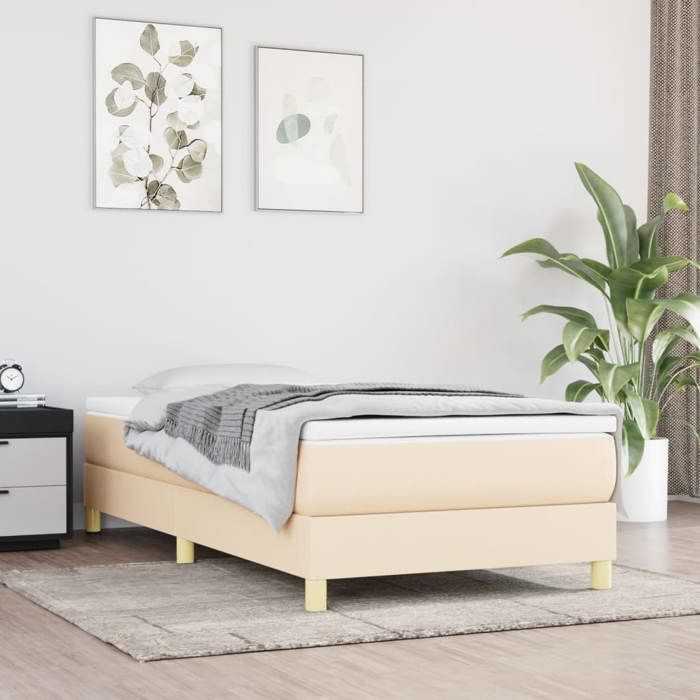 Maison Exclusive - Sommier à lattes de lit avec matelas Crème 80x200 cm Tissu
