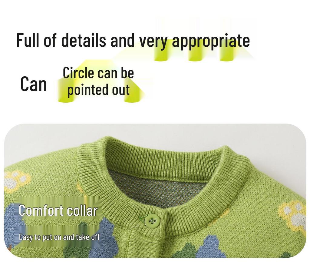 Kaka Panda Kids' Knit Cardigan - Spring Casual Top for Toddlers and Children