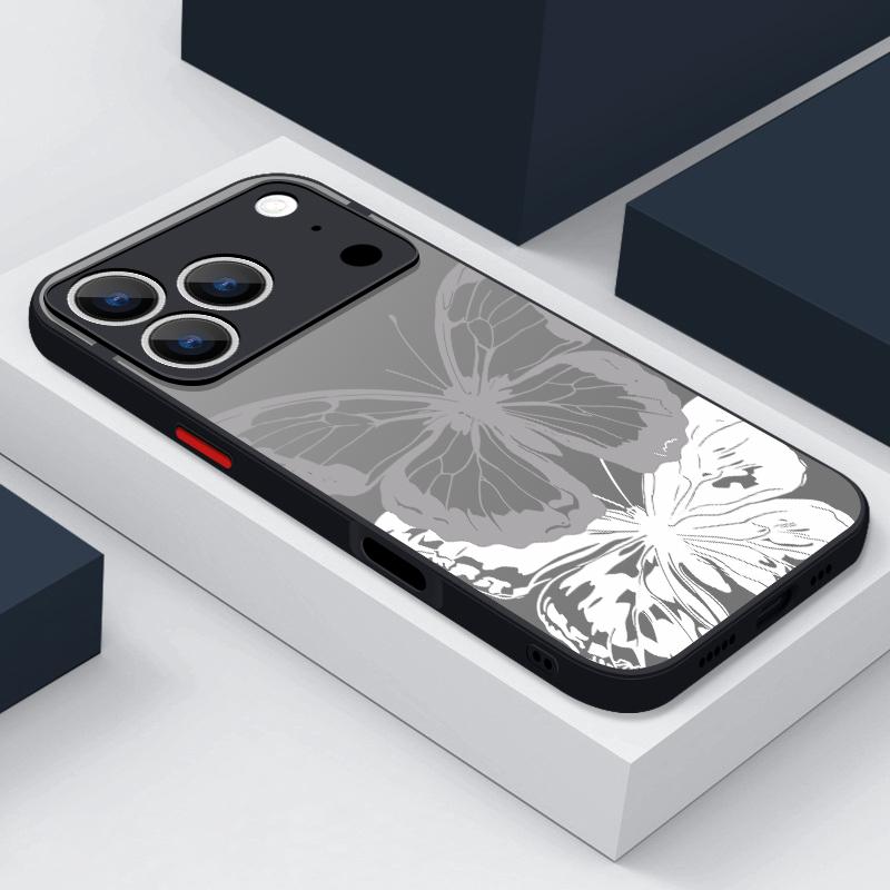 Простой чехол с принтом бабочки для iPhone 17 Air 16e 16 15 14 Pro Max 13 15 Pro 17 Pro 17, противоударный, с мягкими краями, матовая крышка для телефона из твердого ПК