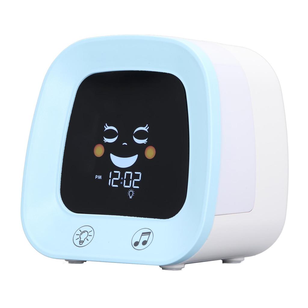 Детский мультяшный будильник с нежной музыкой, ночник, успокаивающий настроение, цифровые часы для обучения сну, синий