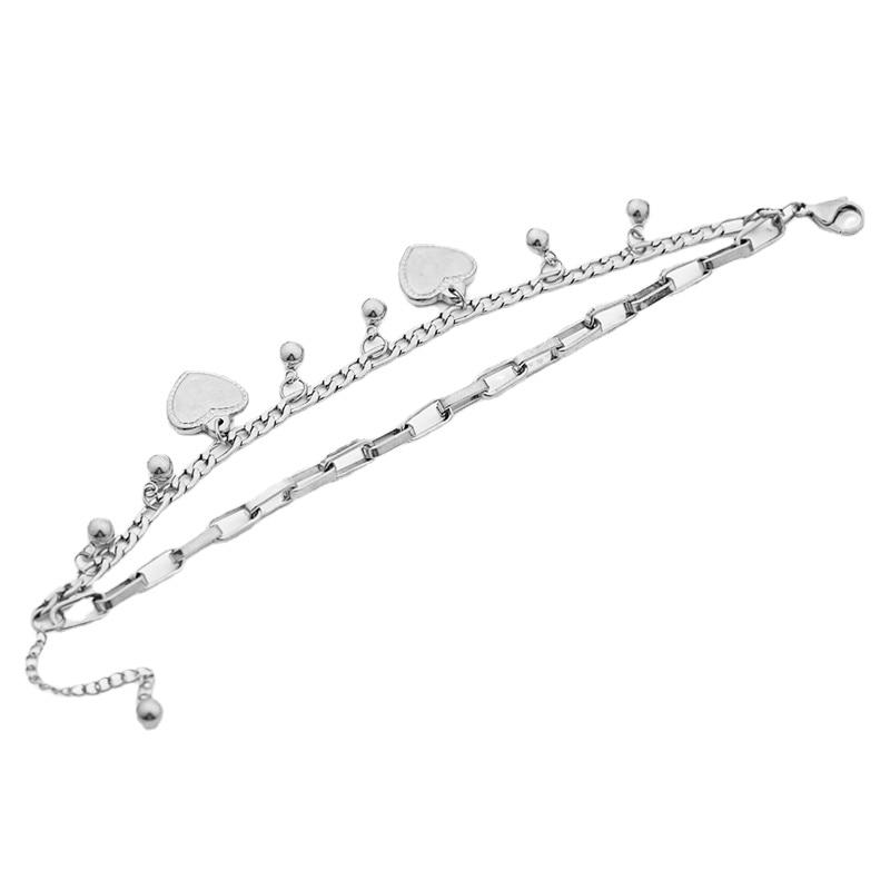 Панк двойной браслет в форме сердца с подвеской для женщин модные хип-хоп серебряные металлические украшения браслеты mujer love браслет подарки цепи