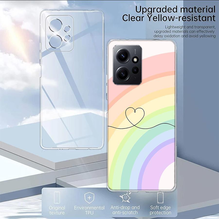 Rainbow Gradient Love Phone Case For Redmi Note 14 15 Pro 5G 13 12 Pro Plus 11 11T 11E 11S 10 Pro 10S 9 9S Cover Cell Clear TPU