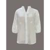 Elegant Short Sleeved Jacquard Lace Loose Shirt Fashion Sweet Women Casual Hollow Out Office White Blouse Spring Autumn New V-neck Women Top Clothing