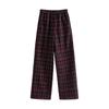 Women's Fleece-Lined Retro Plaid Wide-Leg Casual Pants