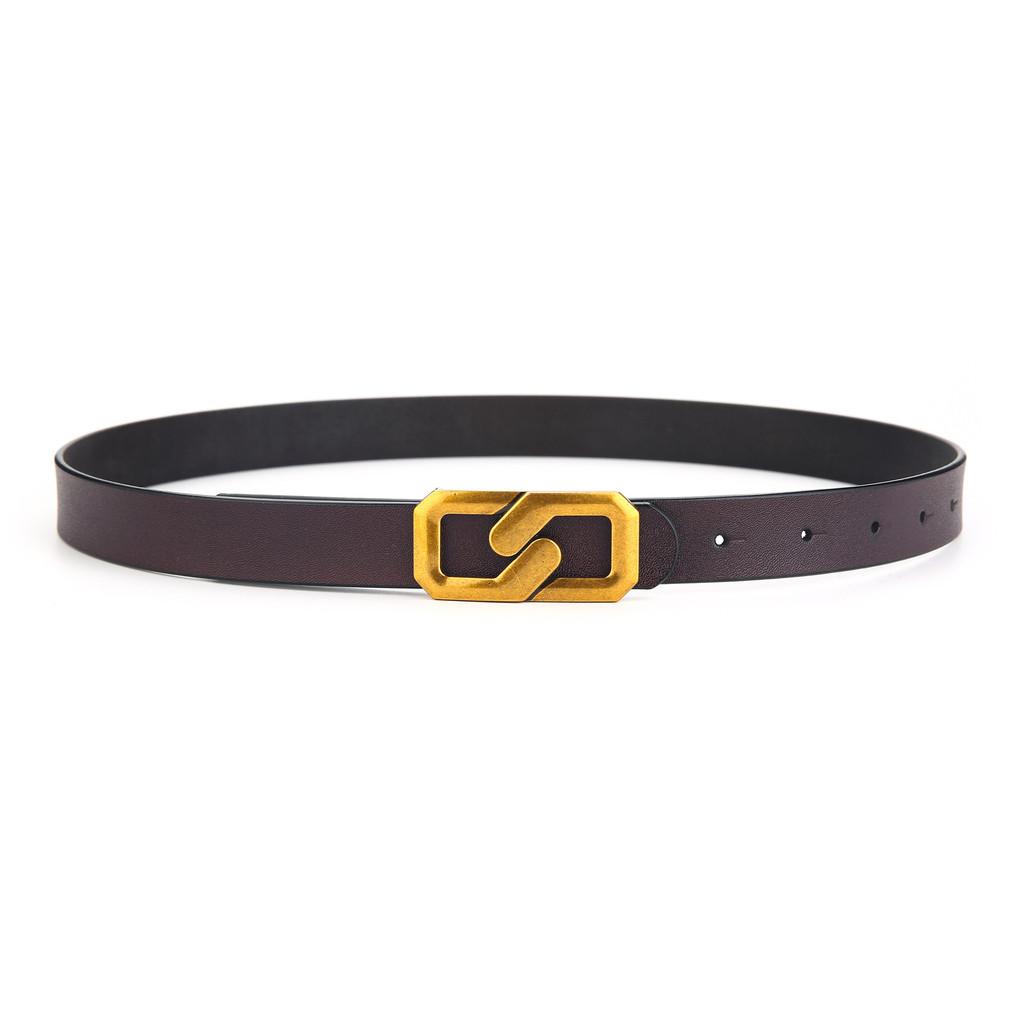 Fashionable Womens Slim Leather Belt With Polished Buckle Perfect For Work Or Casual Outfits