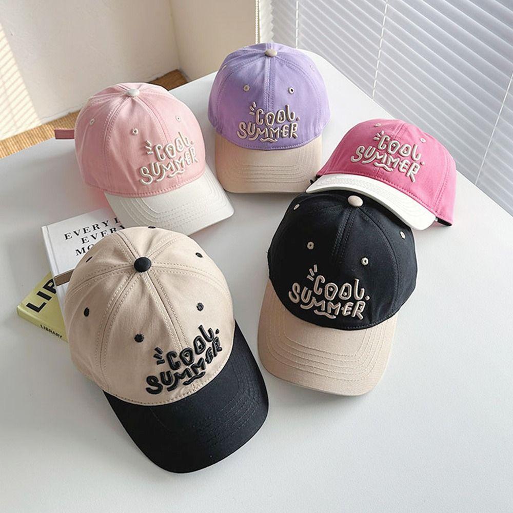 2-7 Years Adjustable Sun Hat Letter Embroidery Peaked Hat Summer Beach Cap Boys Girls