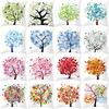Painted Tree Digital Printed Peach Skin Square Pillow Cushion Cover Home Furnishings