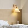 Hundred Fold Fabric Bedroom Headboard Solid Wood Wall Lamp Nordic Modern Simple Wood Cream Style Living Room Background Light