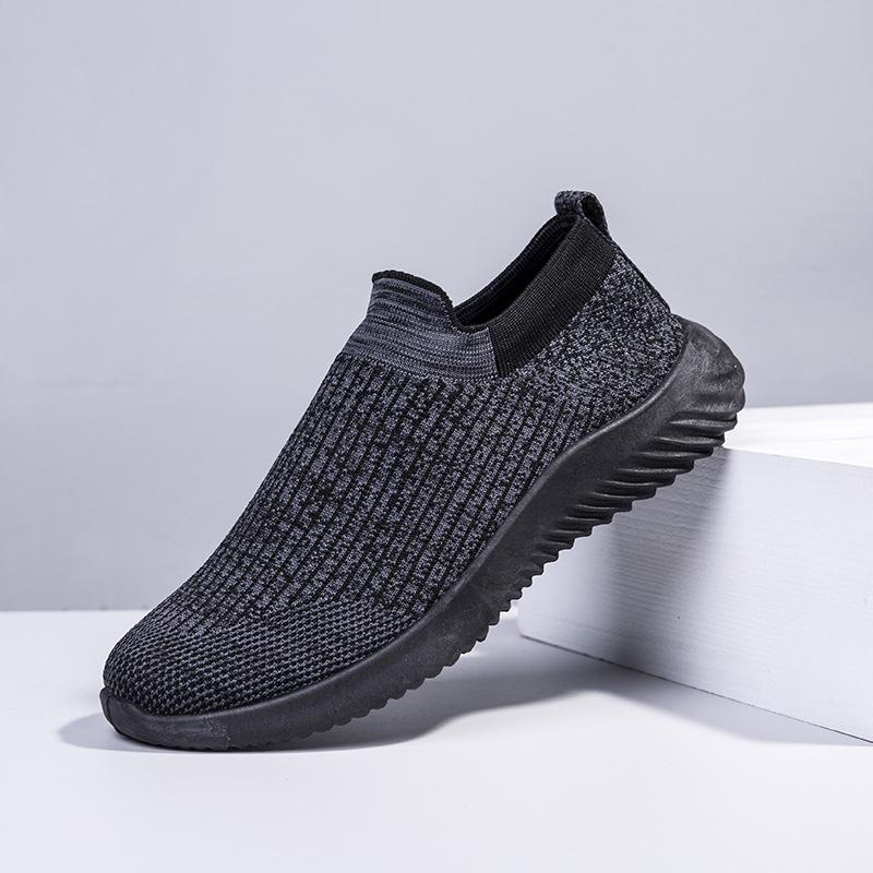 Весна 2025 года, новые дышащие сетчатые туфли, модная универсальная мужская повседневная обувь, носки, кроссовки с одной педалью