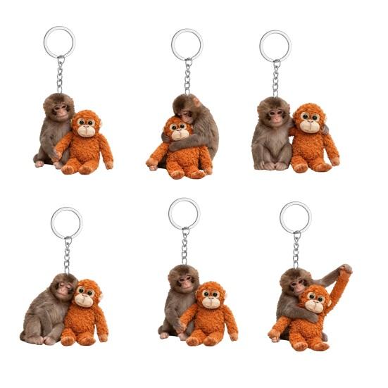 Брелок-подвеска «Хлопни обезьяну» Двусторонний акриловый брелок с обезьяной, держащей игрушку, Аксессуары для брелка, рюкзака, сумки