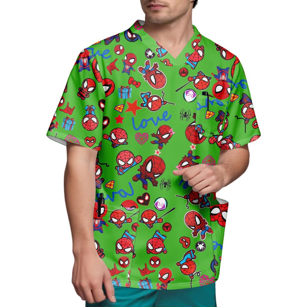 Мужской топ с коротким рукавом и V-образным вырезом с принтом нагрудного кармана