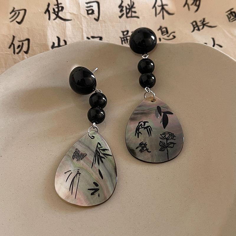 Серебряная Игла Новые Китайские Длинные Ракушечные Серьги Женские, Ретро Национальный Стиль Дизайн Серьги-Капли с Жемчугом Серьги