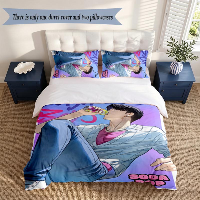 jinu 3‑Piece Bedding Set Soft Microfiber Duvet Cover Pillowcases Comfortable Bed Linen for Bedroom Decoration