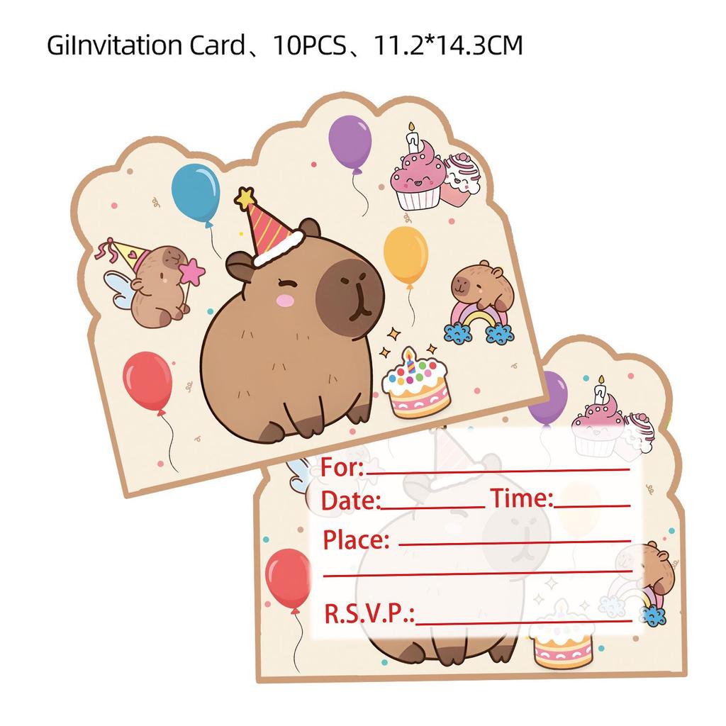 Набор столовой посуды «Вечеринка капибар»: Милая одноразовая скатерть, тарелки и стаканы для дней рождения