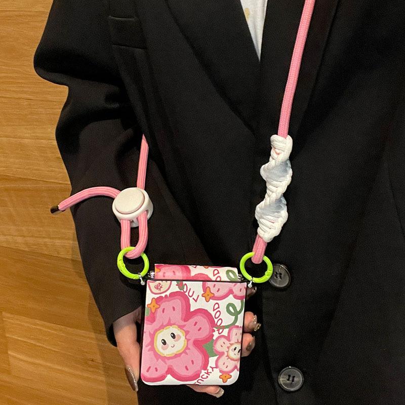 Prayer flower is suitable for vivoxflip mobile phone case, pink messenger leather small folding screen X Flip protective case, small fresh x flip