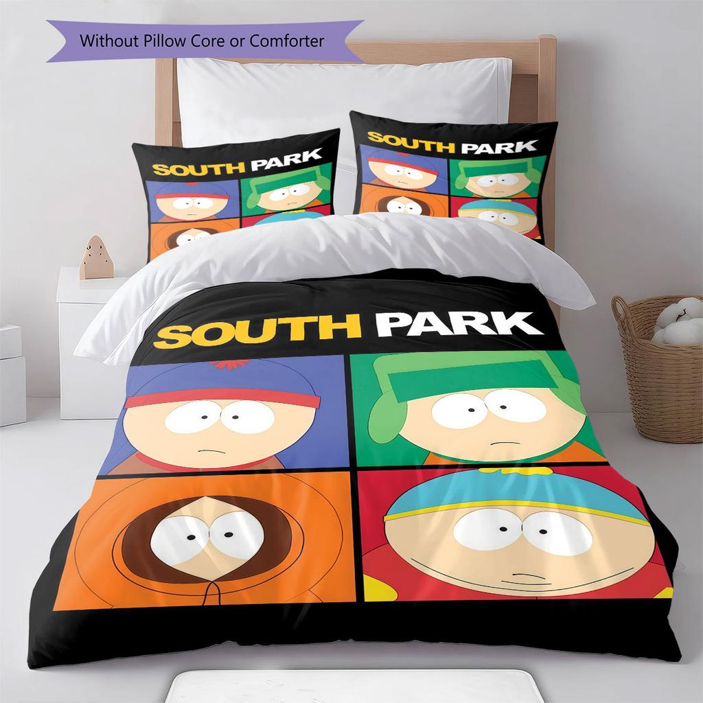 South Park Poster Pattern Bedding Home Decoration Birthday Gift ( 1 duvet cover + 2 pillowcase, without core),fan merchandise.