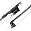 4/4 Violin Fiddle Bow Carbon Fiber Round Stick Ebony Frog Horsetail Hair Well Balanced
