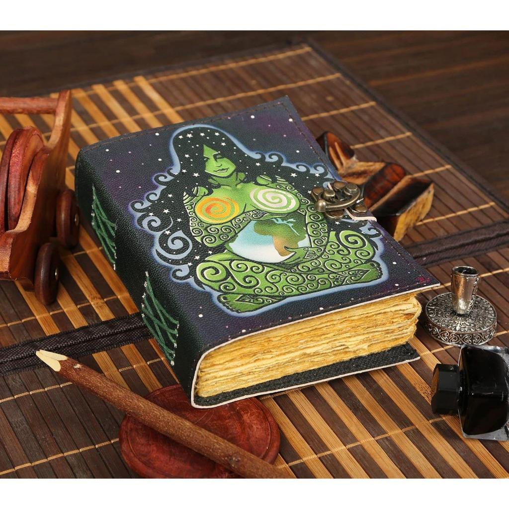 Vintage Leather Mother Goddess Journal For Men Women Traveling Sketchbook