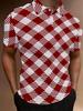 Printed Design – Not Textured Men's Short-Sleeve POLO - Flat Digital Print Pattern - No Texture - Red and White Checkered Tablecloth Pattern, Stylish