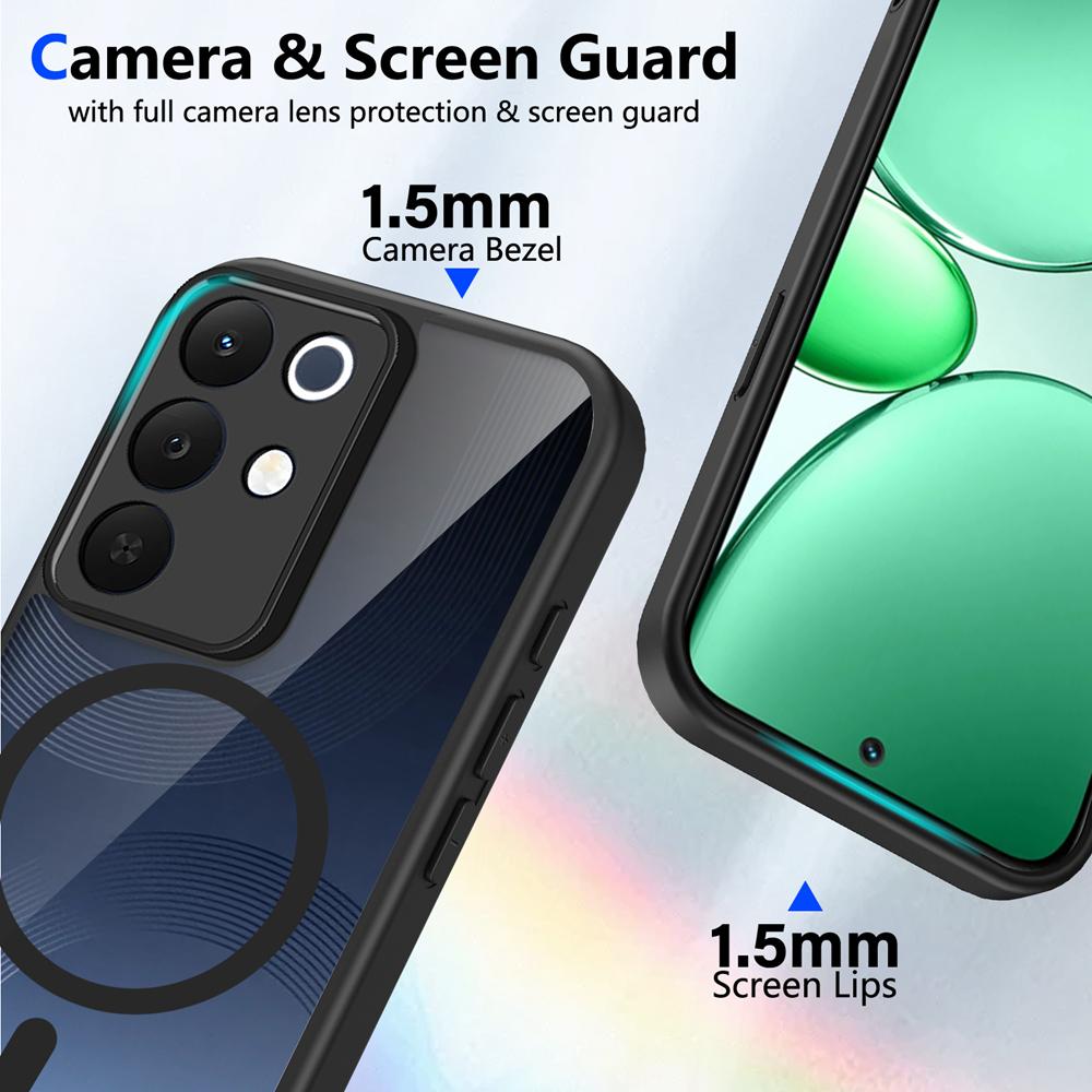 KEYSION Transparent Magnetic Phone Case for Realme C85 5G Soft Silicone+PC HD Clear Shockproof Back Cover for OPPO Realme C85