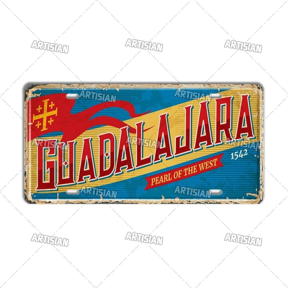 MEXICO License Plate Landmark Metal Tin Plaque City Metal Sign Wall Decor Garage Bar Pub Club Hotel Cafe Kitchen Home