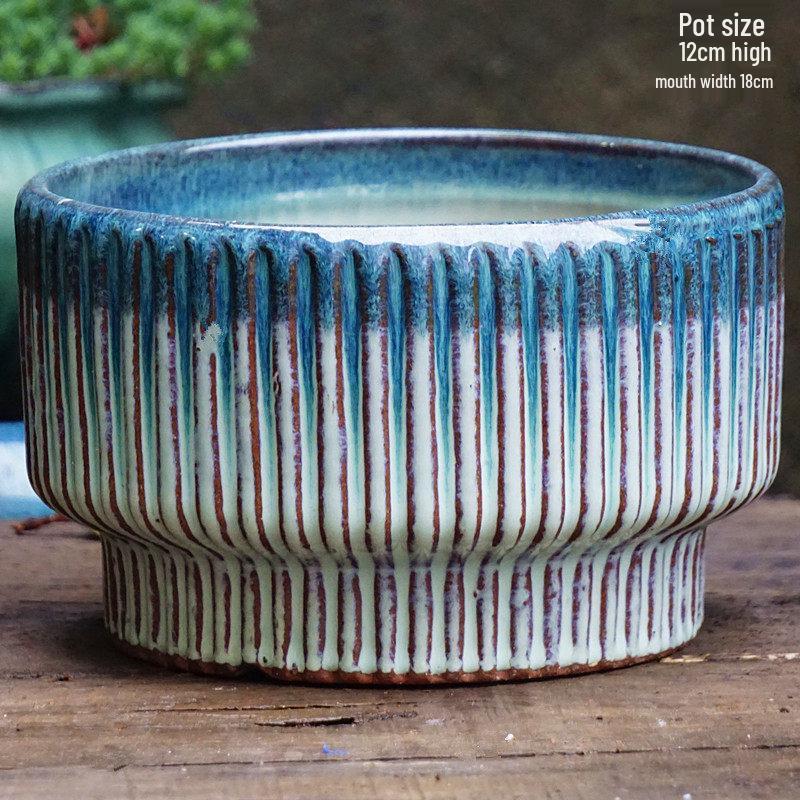 Yixing Handmade Coarse Pottery Medium Succulent Planter - Breathable Zisha Ceramic Ebony Tree Pot for Green Plants