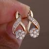 1 Pair Gold Color Flower White Zircon Stud Earrings for Women Girls Vintage Daily Wear Ear Piercings Floral Jewelry Gifts