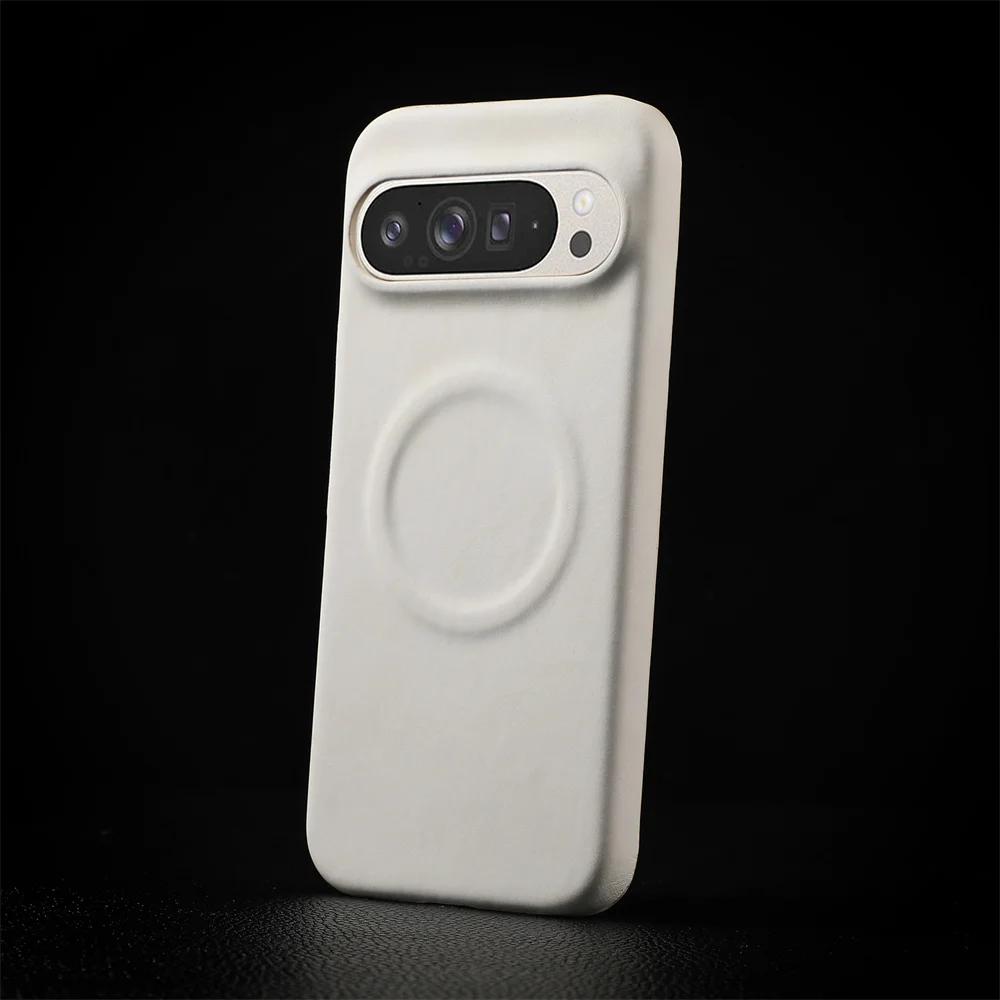 Роскошный Магнитный Чехол из Овечьей Кожи для Google Pixel 10 9 8 7 Pro XL 8A 7A Ударопрочный Бизнес Матовый Жесткий Сплошной Чехол