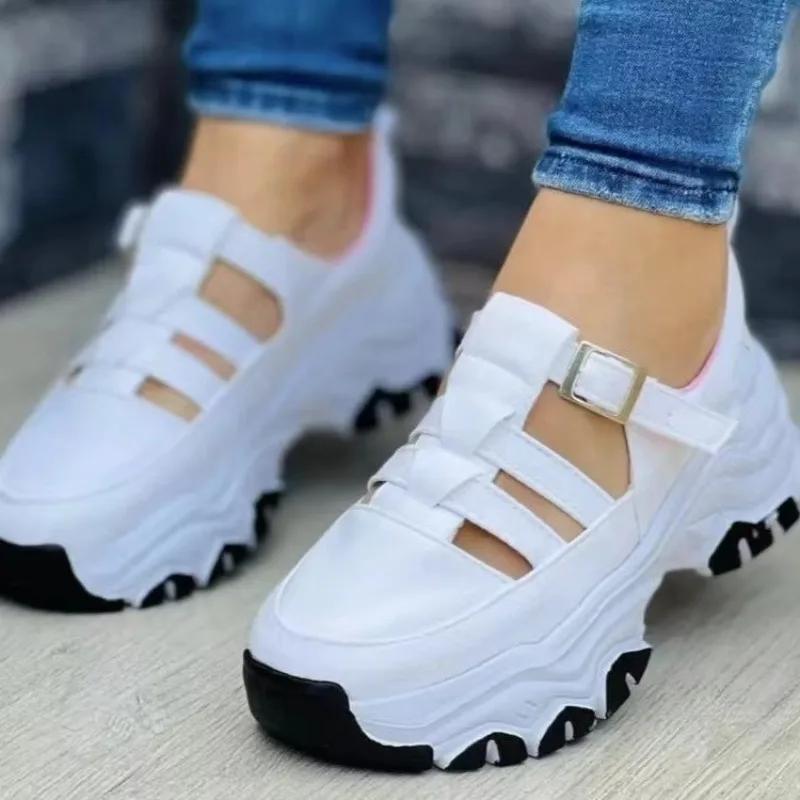 2024 Summer New Breathable Mesh Wedge Sandals Comfort Lady Vulcanized Shoes Womens Thick Bottom Sneakers Casual Mujer Zapatillas