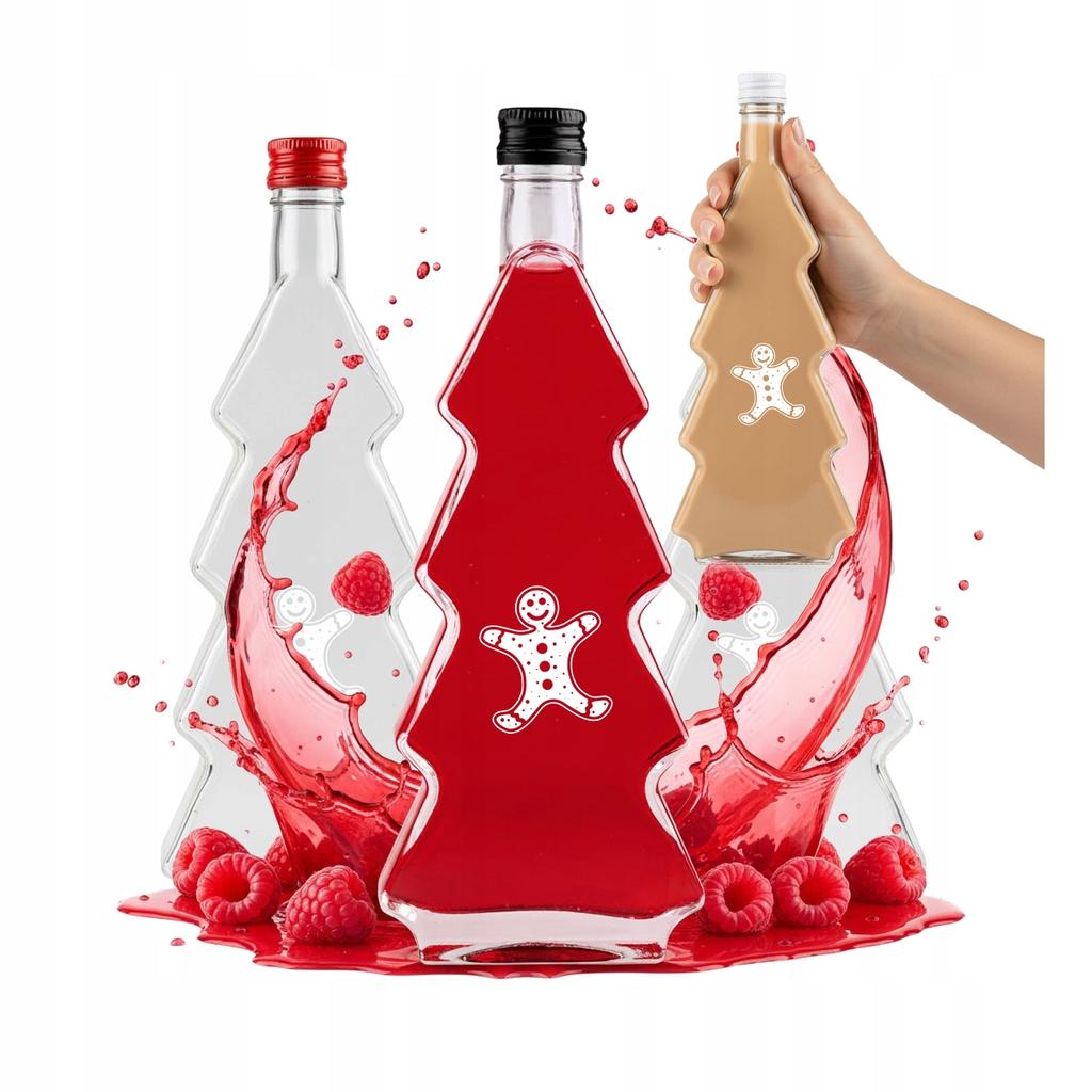 CHRISTMAS TREE 500ML bottle WITH PRINT for liqueur, tincture, juice CHRISTMAS BOTTLES
