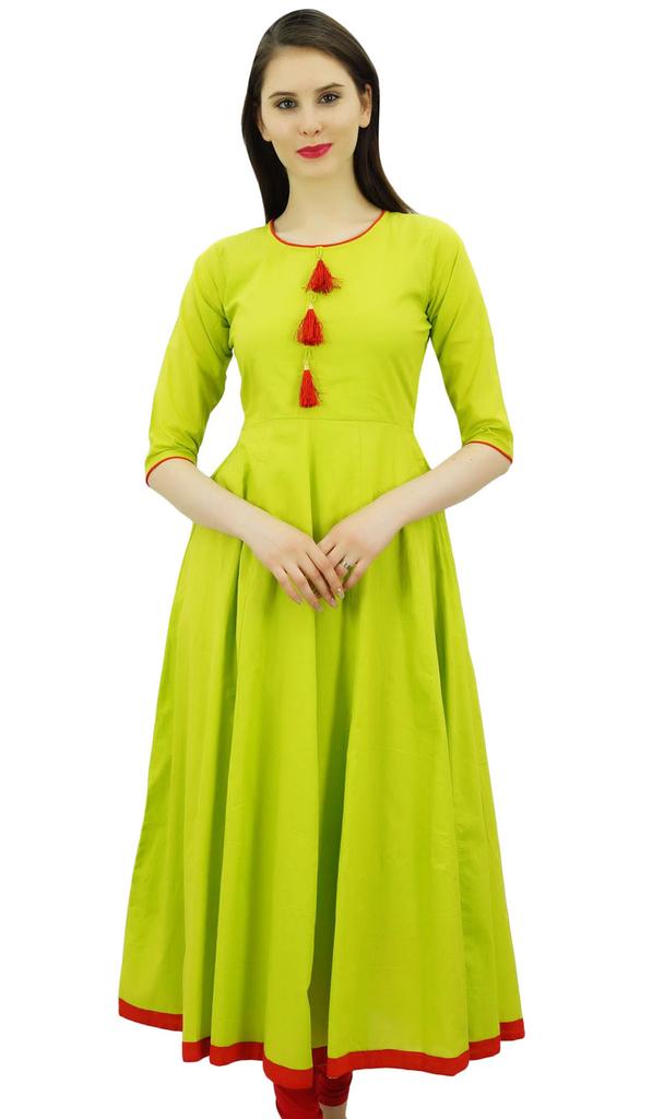 Bimba Женское дизайнерское этническое платье-курти Anarkali Kurta с кисточками