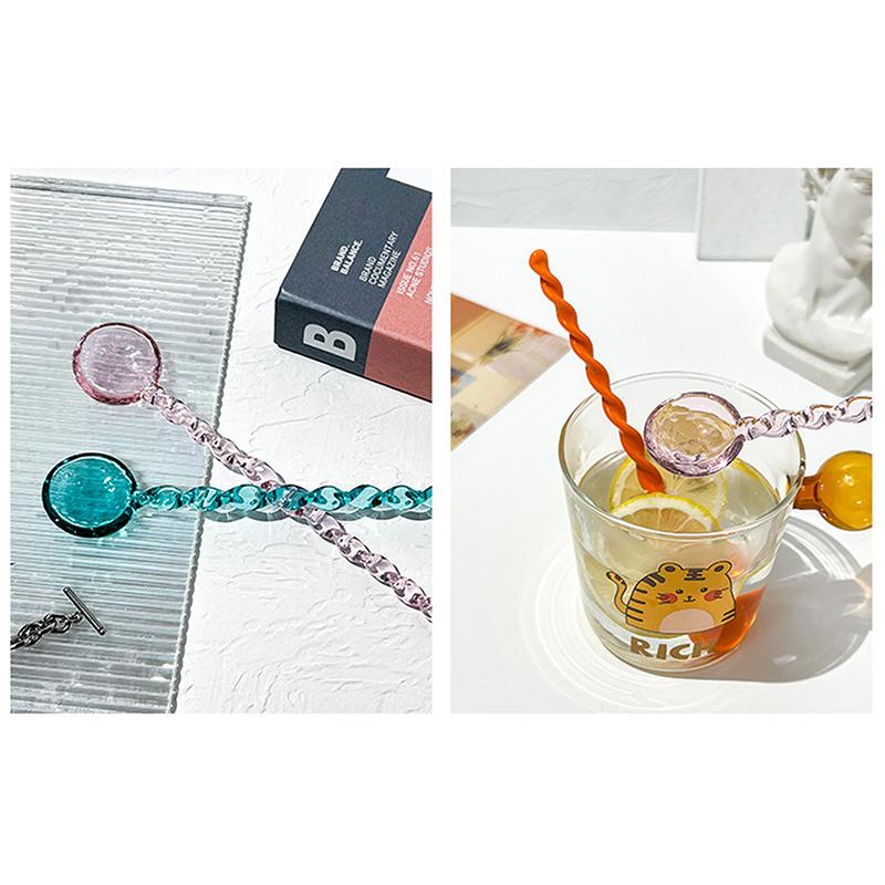 Стеклянные кофейные ложки с длинной ручкой, красочные и милые чайные ложки, кухонные принадлежности, ложка для молочного десерта и мороженого