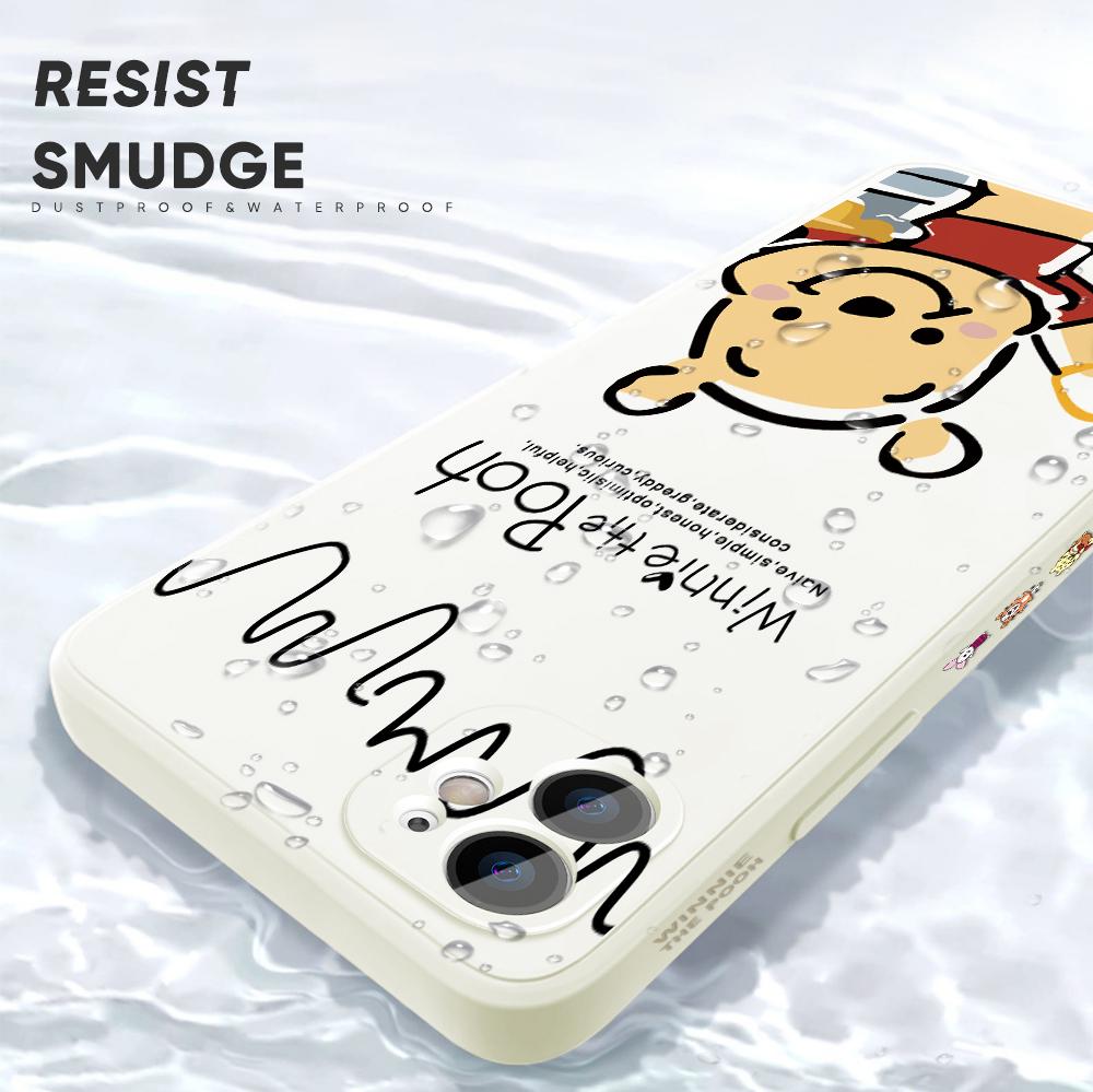 Мультяшный Дисней Винни Пух Медведь с квадратным краем и узором, жидкий силиконовый противоударный чехол для телефона для iPhone OnePlus