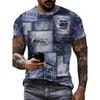 Men's Casual Summer 3D Digital Printed Short Sleeved T-shirt Cool Trendy Round Neck Tops Man Tees