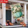 2D Flat, 2D Flat Blue Autumn Thanksgiving Pumpkin Garden Flag_1-28x40 Inch Outdoor Garden Flag Double-sided Home Decoration Courtyard Decoration Outdo