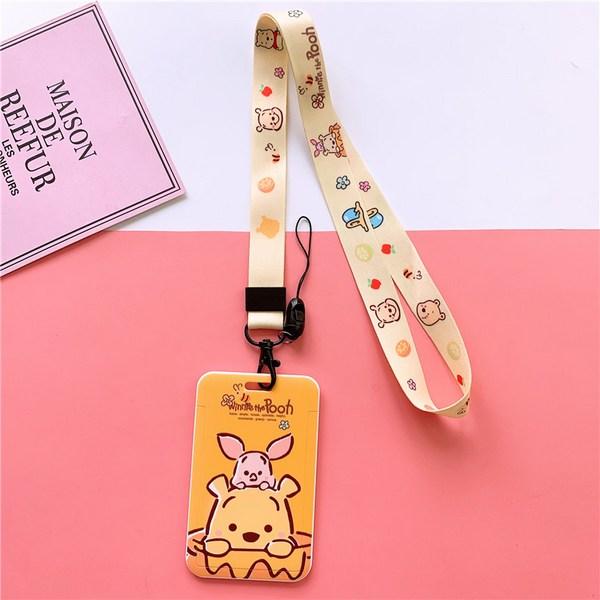 Beoms Company Character Student ID Name Tag Name Card Case Employee ID Reel Holder Necklace Card Storage Name Card, Winnie the Pooh