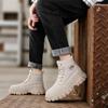 Men's Ankle Boots Genuine Leather Short Boots Retro Snow Boots Warm Casual Plush Shoes