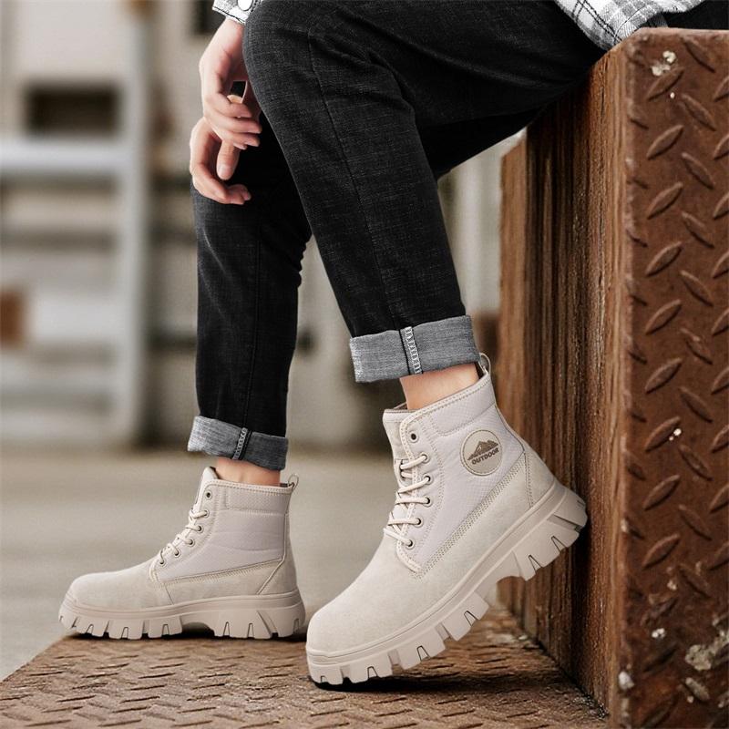 Men's Ankle Boots Genuine Leather Short Boots Retro Snow Boots Warm Casual Plush Shoes