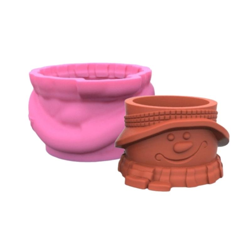Snowman Doll Pen Holder Silicone Molds Table Ornament Mould Plaster Making Tool Succulent Planter Mold Easy To Clean