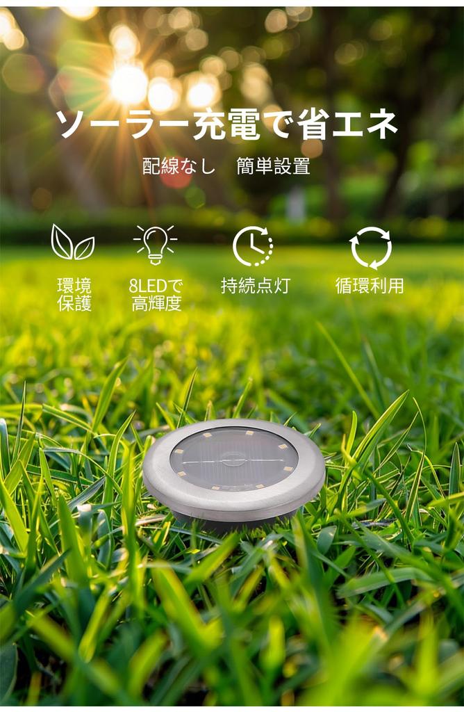 LITNOFAY Solar Light Outdoor Solar Garden Light Underground Light Small IP44 Waterproof 8 LED Garden Light Solar 8 LED Street Light Indirect Lighting